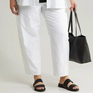 EILEEN FISHER Cotton Hemp Lantern Tapered Pants in White Size Small Lagenlook